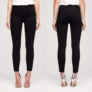 L'Agence Margot Velvet Mid-Rise Skinny Jean in Black Women Size 29